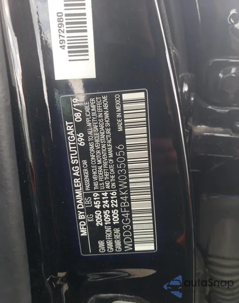 2019 Mercedes-Benz A 220 4Matic из США, поврежденный, VIN WDD3G4FB4KW035056